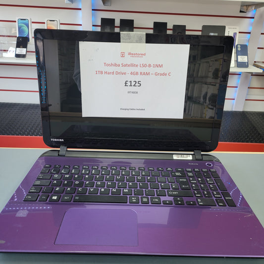 Toshiba Satellite L50 - Intel Core i3 - Purple - 4GB RAM - 1TB Hard Drive - Grade C (IRT4808)