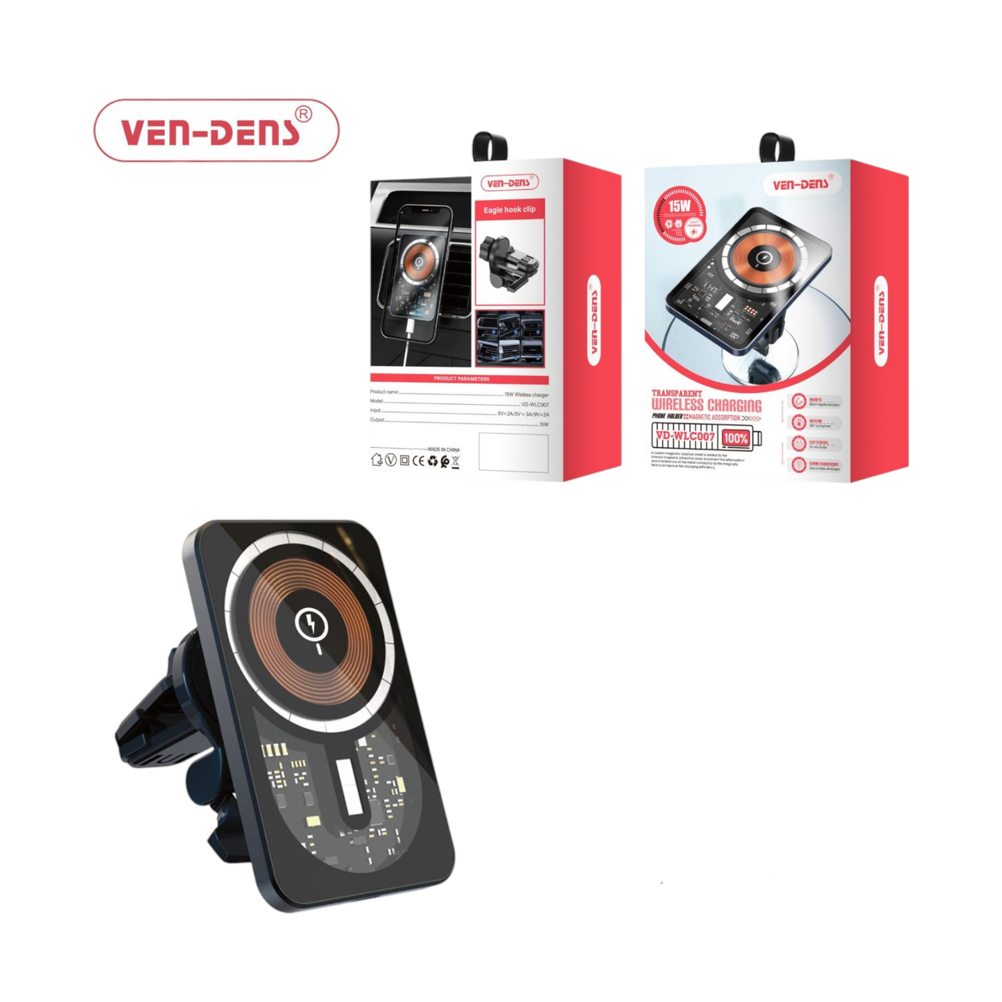 Transparent Magnetic Car Charger Holder