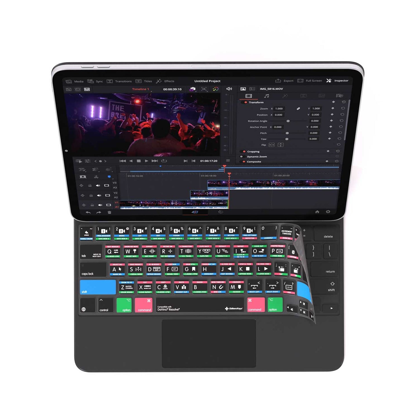Davinci Resolve Keyboard Cover for iPad Magic Case