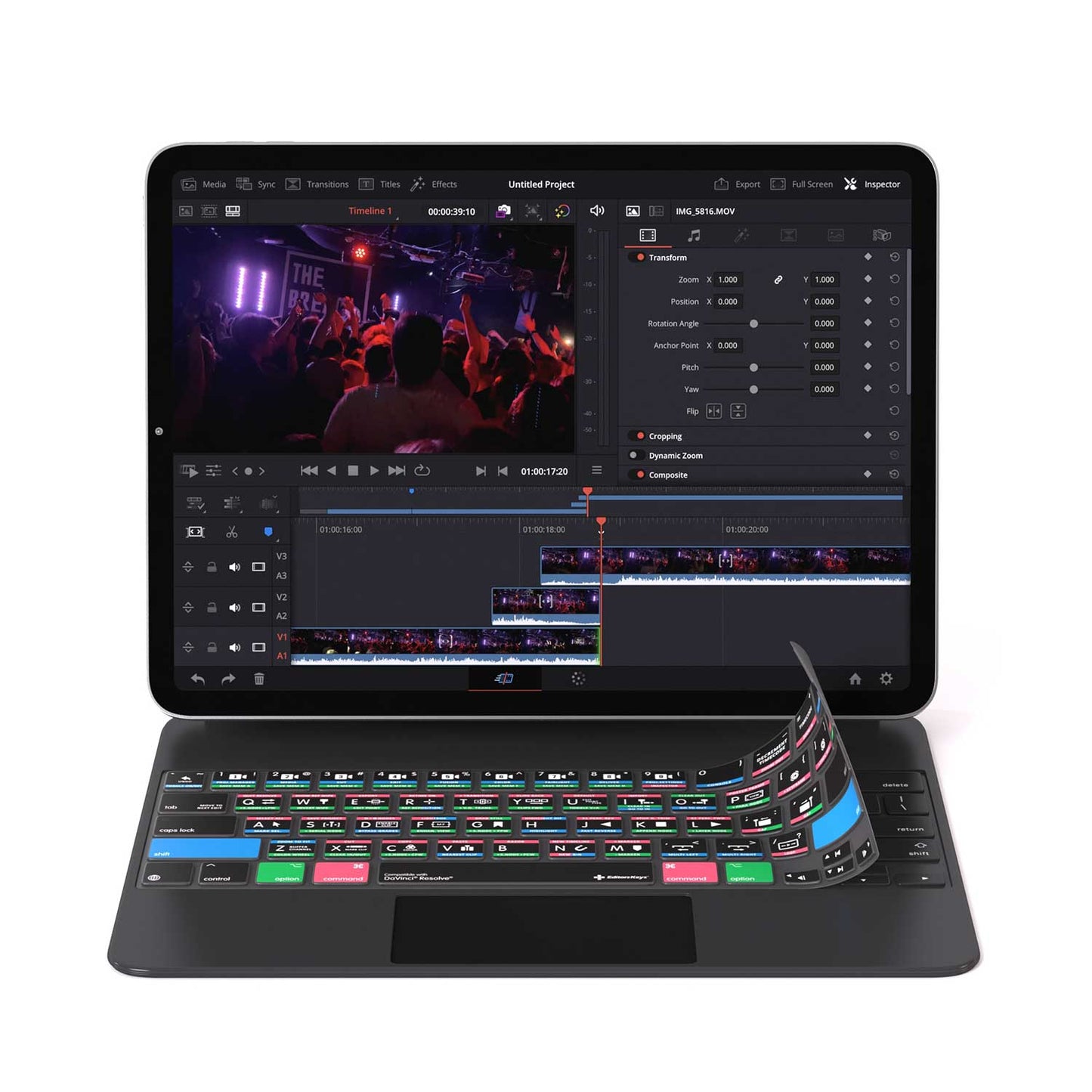 Davinci Resolve Keyboard Cover for iPad Magic Case