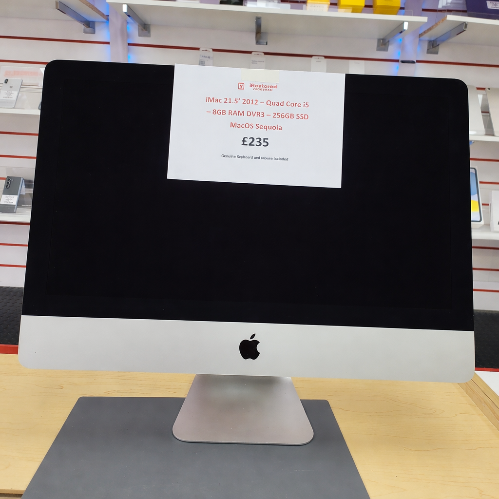iMac 21.5 Inch - 2012 - Quad Core i5 Processor - MacOS Sequoia - 8GB RAM DVR3 (IRT4869)