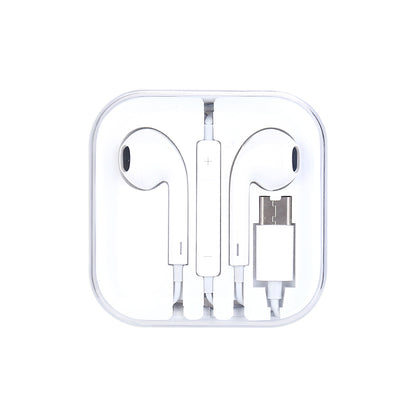 Type-C Portable Wired Control Earphone with Microphone for Smartphone - White